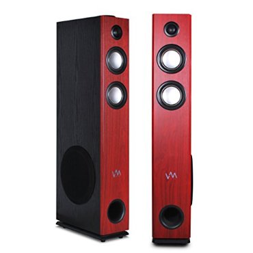 VM Audio EXAT20 Cherry/Black Floorstanding Powered Bluetooth Tower Speakers Pair