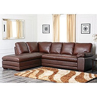 Abbyson Living Porter Leather Sectional Sofa in Chestnut (SF-5300-CST)