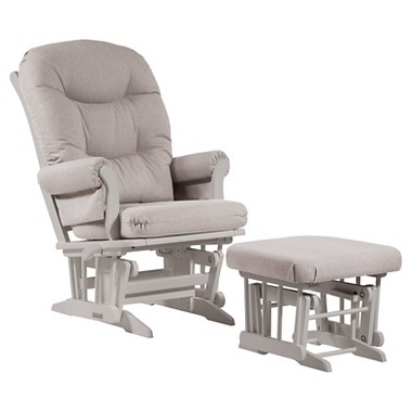 Dutailier Ultramotion Sleigh Glider with Glide/Lock/Recline Modes and Ottoman (White/Light Grey)