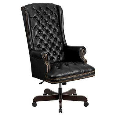 Flash Furniture Executive Tufted High Back Executive Swivel Office Chair (Black Leather)