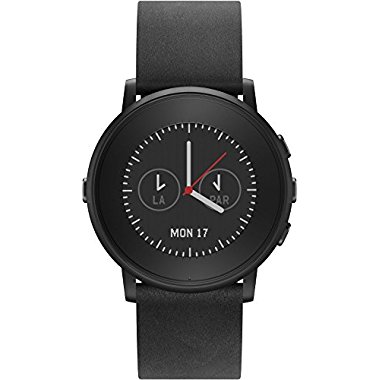 Pebble Time Round 20mm Smartwatch for Apple/Android Devices - Black/Black