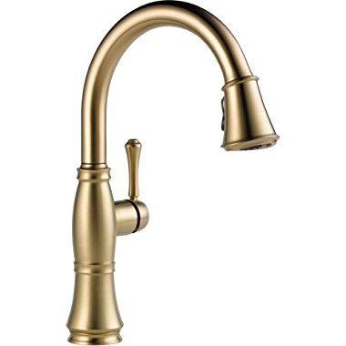 Delta Faucet 9197-CZ-DST Cassidy, Single Handle Pull Down Kitchen Faucet, Champagne Bronze