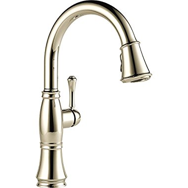 Delta Faucet 9197-PN-DST Single Handle Pull-Down Kitchen Faucet, Polished Nickel
