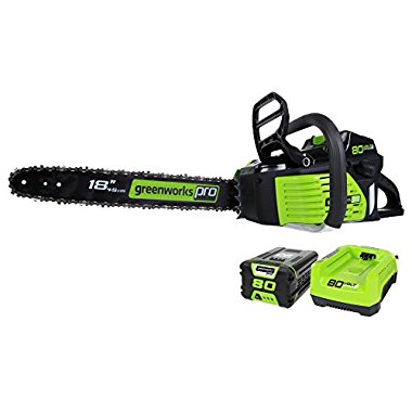 GreenWorks Pro GCS80420 80V 18 Cordless Chainsaw, 2Ah Li-Ion Battery and Charger Included