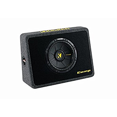 Kicker 40TCWS102 10 600W 2-Ohm Thin Subwoofer with Box with 1600W Amp with Amp Kit
