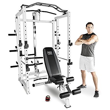 Marcy Pro Deluxe Folding Total Body Home Gym Cage Power Rack System with Bench