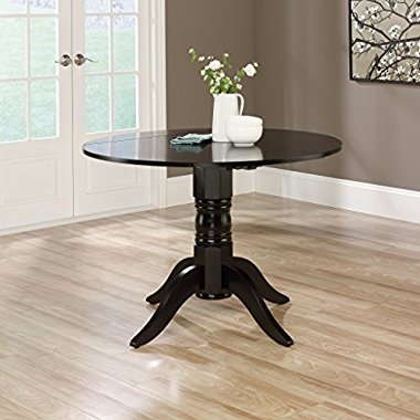 Sauder Furniture 415096 Harbor View Kitchen Dining Black Round Drop Leaf Table