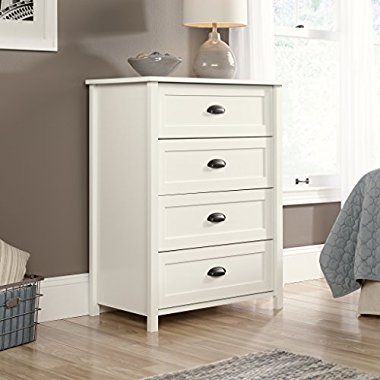 Sauder Furniture 416976 County Line Soft White 4-Drawer Dresser Storage Chest