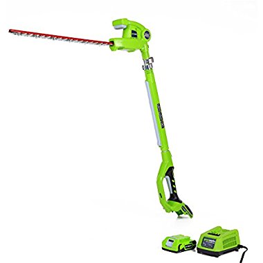 GreenWorks 22242 24V 20 Cordless Pole Hedge Trimmer, 2Ah Battery and Charger Included
