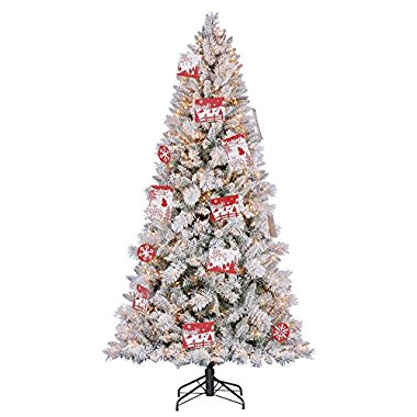 Hallmark 7.5' Artificial Northern Estate White Flocked Christmas Tree w/ Lights