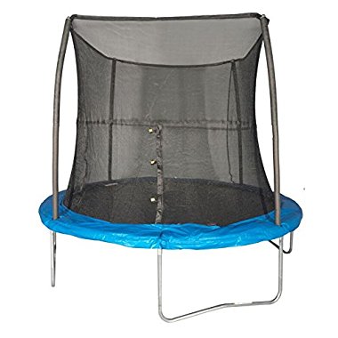 JumpKing 8 Foot Outdoor Trampoline and Safety Net Enclosure Combo, Blue | JK8VC1