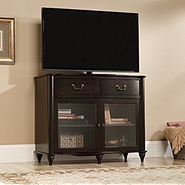 Sauder Furniture 416697 New Albany Home Highboy TV Stand Jamocha Dark Wood