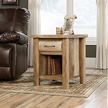 Sauder Woodworking 416719 Boone Mountain Living Room Log Cabin Side Table Oak