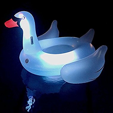 Swimline 90702 Giant Led Light-Up Swan Ride On