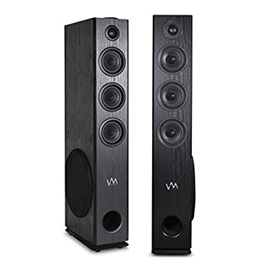 VM Audio EXAT31 Black Floorstanding Powered Bluetooth Tower Home Speakers Pair