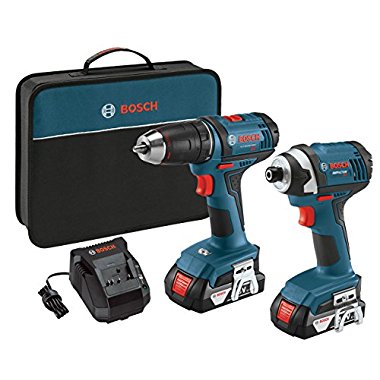 Bosch CLPK26-181 18-Volt 2-Tool Combo Kit with 1/2" Drill/Driver, 1/4" Impact Driver, 2 Batteries, Charger and Contractor Bag