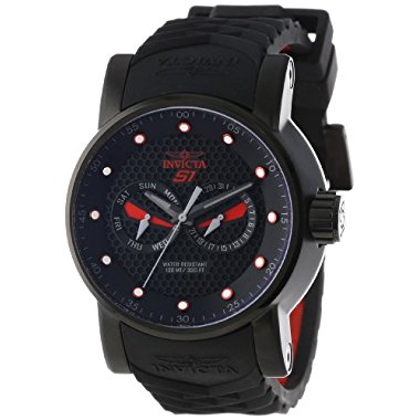 Invicta Men's 12787 S1 Rally Black Textured Dial Black and Red Silicone Watch
