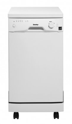 Danby DDW1801MWP 18 Energy Star Rated Portable Dishwasher With 8 Place Settings 6 Wash Cycles Durable Stainless Steel Spray Arm And Interior Built-In Water Softener And Silverware Basket: