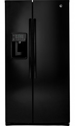 GE GSE25HGHBB 36 Side by Side Refrigerator with 25.4 cu. ft. Capacity  Adjustable Glass Shelves  LED Lighting  Glass Freezer Shelves  Door Bins  and Fresh Food