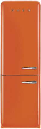 Smeg FAB32UORLN 24 24 50's Retro Style Bottom Freezer Refrigerator with 10.74 cu. ft. Capacity (Orange, Left Hinge)