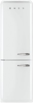 Smeg FAB32UWHLN 24" 50's Retro Style Bottom Freezer Refrigerator with 10.74 cu. ft. Capacity (White, Left Hinge)