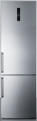 Summit FFBF181ESIM 24" Bottom Freezer Refrigerator with 12.5 Cu. Ft. Capacity, Ice Maker, 3 Adjustable Glass Shelves, Humidity Controlled