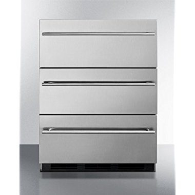 Summit SP6DSSTB7THIN 24 Commercially Approved 3-Drawer Refrigerator 5.4 Cu.Ft. Capacity (Stainless)
