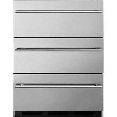 Summit SP6DSSTBOS7THIN Three-drawer Commercial Outdoor All-refrigerator in Complete Stainless Steel with Automatic Defrost Operation and Sleek Professional Handles