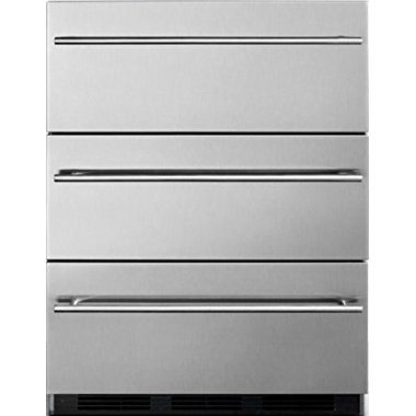Summit SP6DSSTBOS7THINADA 24 ADA Compliant Commercial Outdoor 3 Drawer Weatherproof Refrigerator with 5.4 cu. ft. Capacity