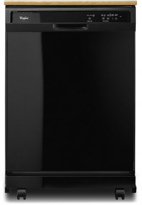 Whirlpool WDP340PAFB 24 Portable Full Console Dishwasher with 12 Place Settings  1-Hour Wash Cycle  High Temperature Wash Option  Heated Dry and Cycle Memory: