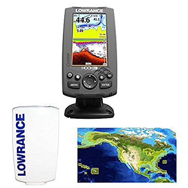 Lowrance Hook-4 CHIRP Bundle with Transducer, Nautic Insight Pro, Sun Cover