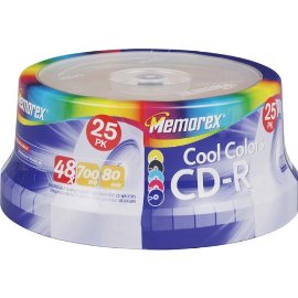 Memorex 32024627 CD-R 48x 700MB 80min Cool Colors Spindle