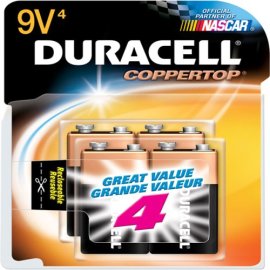 Duracell Coppertop 9 Volt Cell Alkaline Batteries in Reclosable Storage 4 Pack
