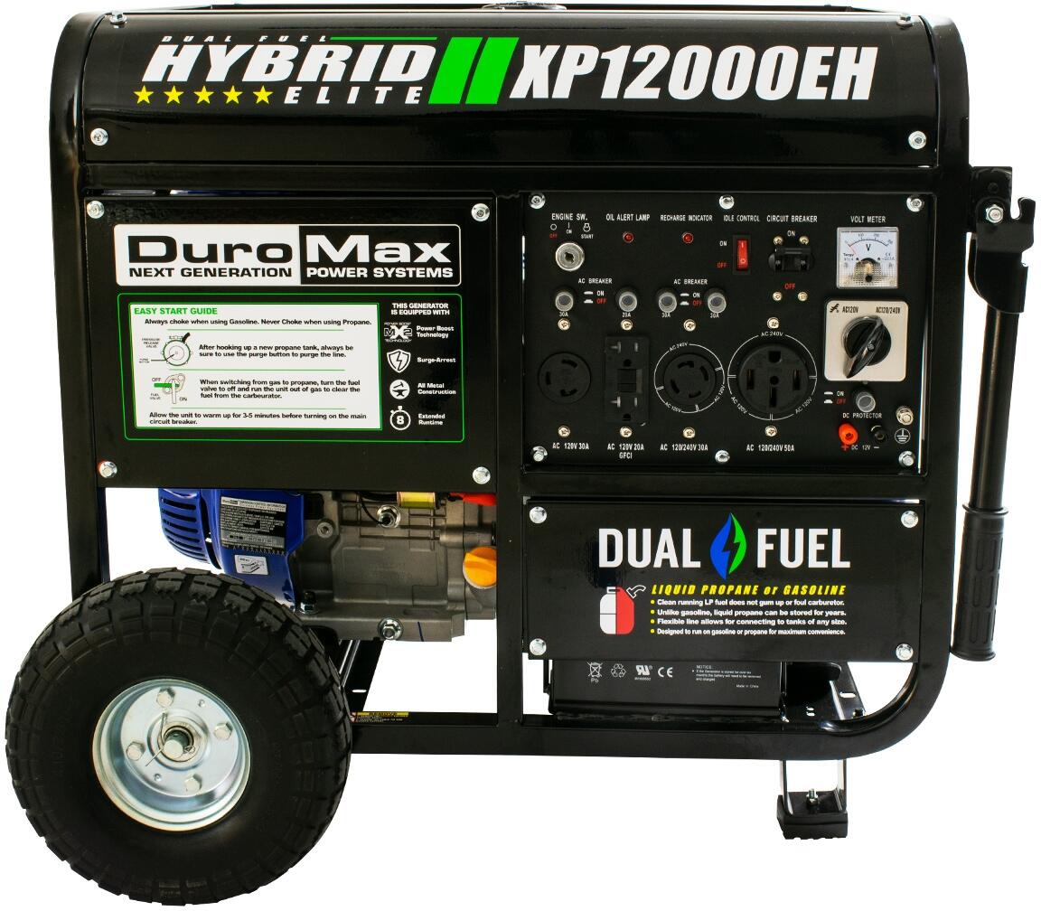 DuroMax XP12000EH 12000-Watt/9500-Watt Electric Start Dual Fuel Gas Propane Portable Generator