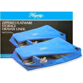 Silverware Protector - Tarnish-proof Zippered Flatware Organizer - Drawer Liner - (Blue)