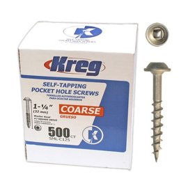 Kreg SML-C125-500 Pocket Hole Screws 1-1/4" #8 Coarse Washer-Head 500ct