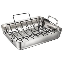 Calphalon Contemporary Stainless 16.5" Roaster with V Roasting Rack LRS1805P