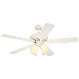 Westinghouse Swirl Four-Light 52-Inch Five-Blade Ceiling Fan, White with Frosted Swirl Globes #78079