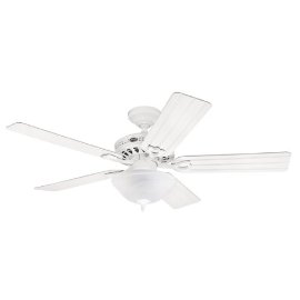 Hunter Beachcomber 52-Inch Five White Beadboard/White Plastic-Blades-Ceiling Fan, White #22462