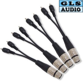 4 XLR F to Dual RCA Y Cable Splitter GLS Audio 8"