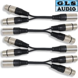 4 XLR M to Dual XLR F Y Cable Splitter GLS Audio
