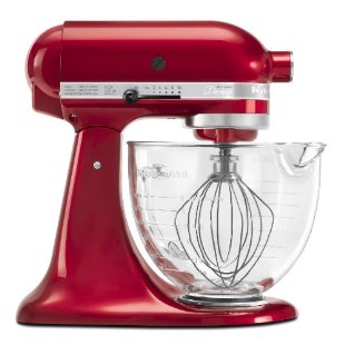 KitchenAid Artisan Design Series Stand Mixer with 5qt Glass Bowl in Candy Apple Red KSM155GBCA