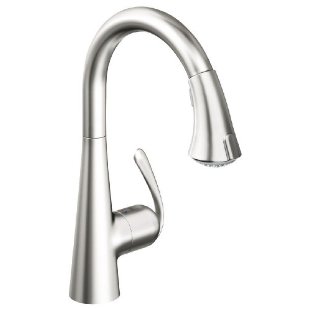 Grohe Ladylux3 Dual Spray Pull-Down Kitchen Faucet, RealSteel (#32 298 SD0)