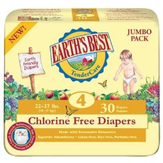 Earth's Best TenderCare Chlorine Free Diapers, Size 4, (22-37 Pounds), 120 Count