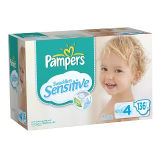 Pampers Swaddlers Sensitive Diapers (Size 4, Economy Pack Plus of 136 Diapers)