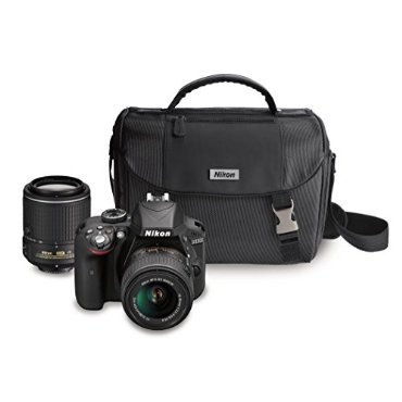 Nikon D3300 DX-format DSLR Kit w/ 18-55mm DX VR II & 55-200mm DX VR II Zoom Lenses and Case