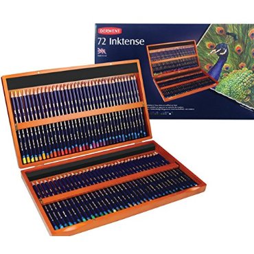 Derwent Inktense Pencils, 4mm Core, Wooden Box, 72 Count (2301844)