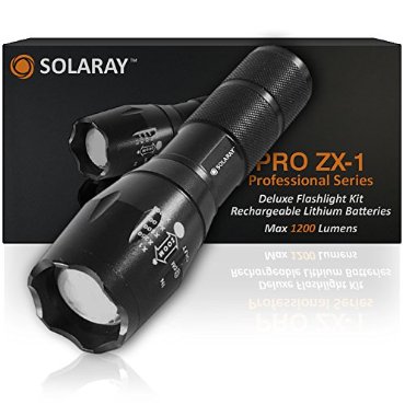 SOLARAY PRO ZX-1 LED Tactical Flashlight Kit with 1200 Lumens, 5 Modes