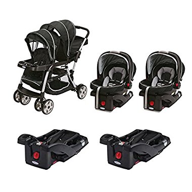 Graco Ready2Grow ClickConnect Dual Stroller with Two Car Seats and Bases, Gotham
