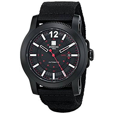 Zodiac ZO9100 Jet-O-Matic Stainless Steel Automatic Men's Watch with Black Canvas Band